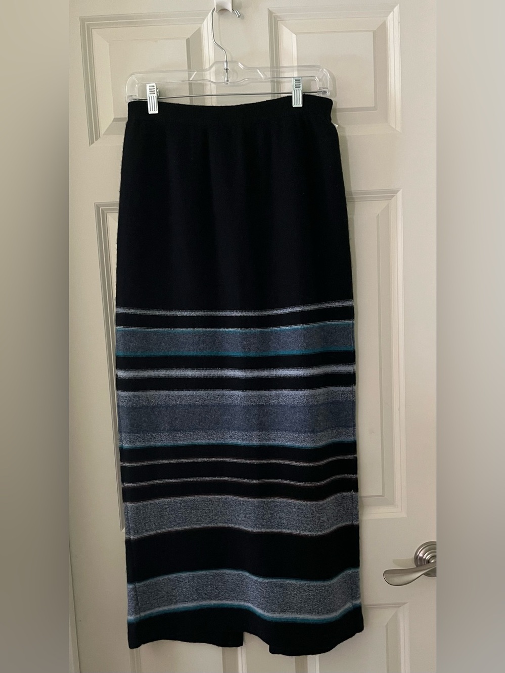 Double D Ranch lambswool turquoise and gray striped knit maxi skirt M western